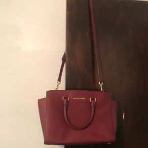Large maroon Michael kors purse